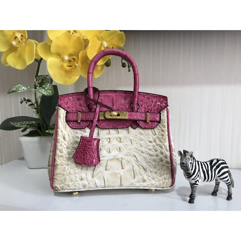 Túi H M birkkin da bò dập vân cá sấu size 25