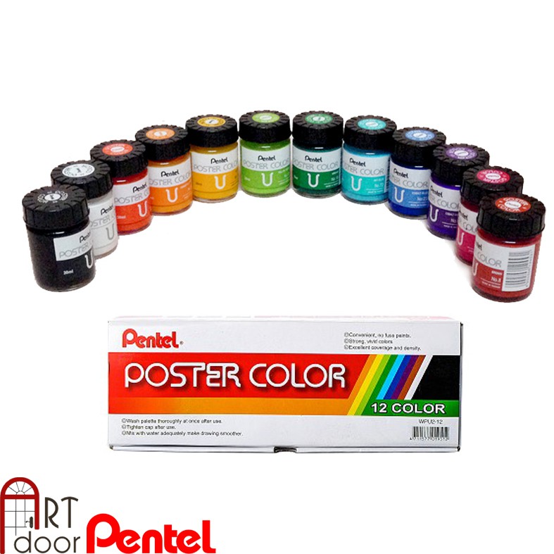 [ARTDOOR] Bộ màu vẽ Poster PENTEL Postercolor dạng Hũ (hộp giấy)