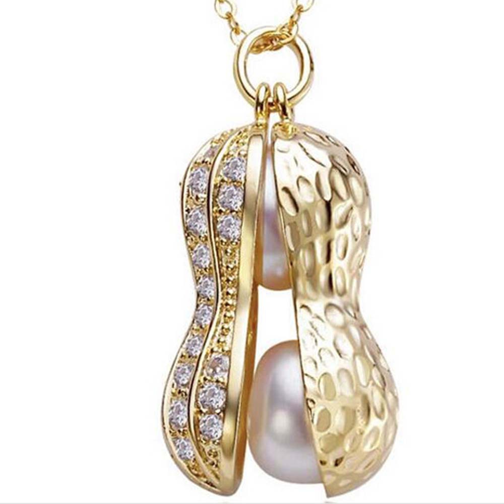 Dây chuyền mặt hạt đậu phộng đính kim cương và ngọc trai tinh xảo sang trọng