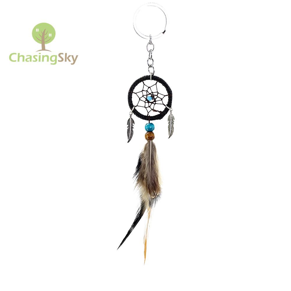 Móc Khóa Hình Dreamcatcher Mini Đính Lông Vũ Xinh Xắn