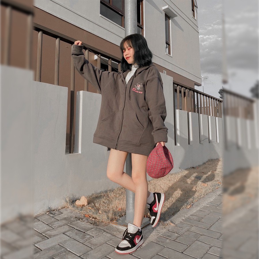 Áo khoác Hoodie THE FOX áó khoác nỉ bông dáng Unisex Form rộng phong cách Ulzzang in hình Planet Rose