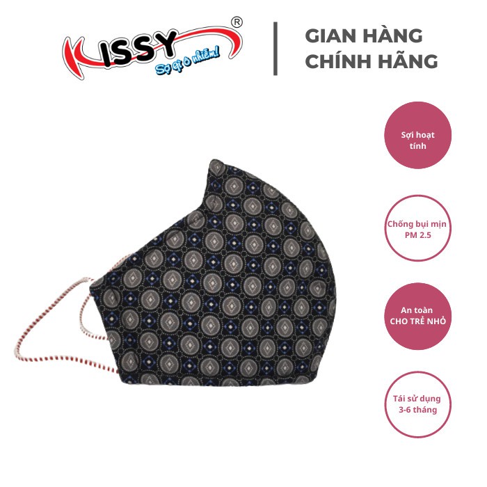 Khẩu trang Kissy cao cấp 100% chính hãng - Size L- Kẻ sọc hình tứ giác