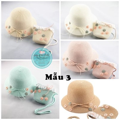 [Xả Kho] Bộ Mũ Túi Cói Cho Bé Gái