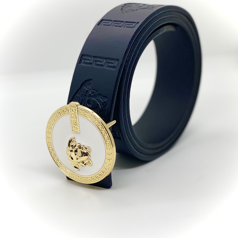 Thắt Lưng Nam Versace Hàng Hiệu Mẫu Mới Mặt Hình Cô Gái Trắng Vàng Dây Da Mềm Đẳng Cấp