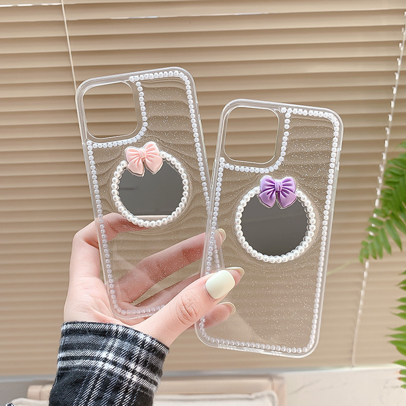 IPhone 12mini Case Is Suitable for IPhone 8 Transparent XR Gutta Percha XS Bow Mirror 11promax Pearl IPhone Case