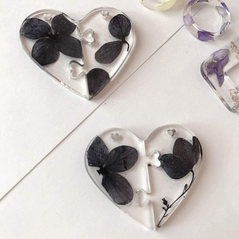 Set 10 Khuôn Silicone Hình Trái Tim Làm Móc Khóa / Bông Tai