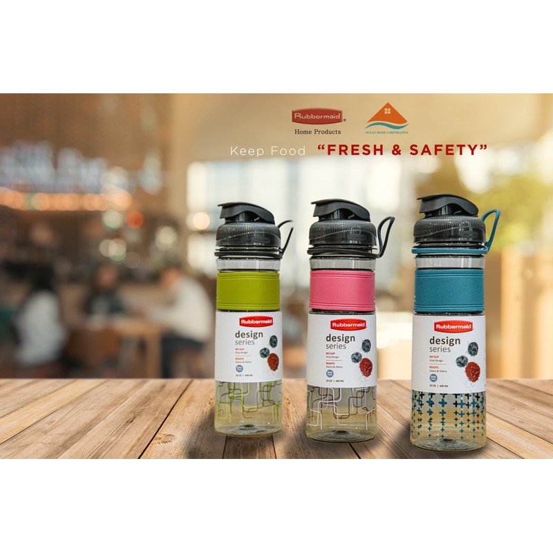 Bình Nước Rubbermaid Bằng Nhựa Tritan Màu Xanh Dương, Bình Nước 600ml - Phân Phối Chính Hãng