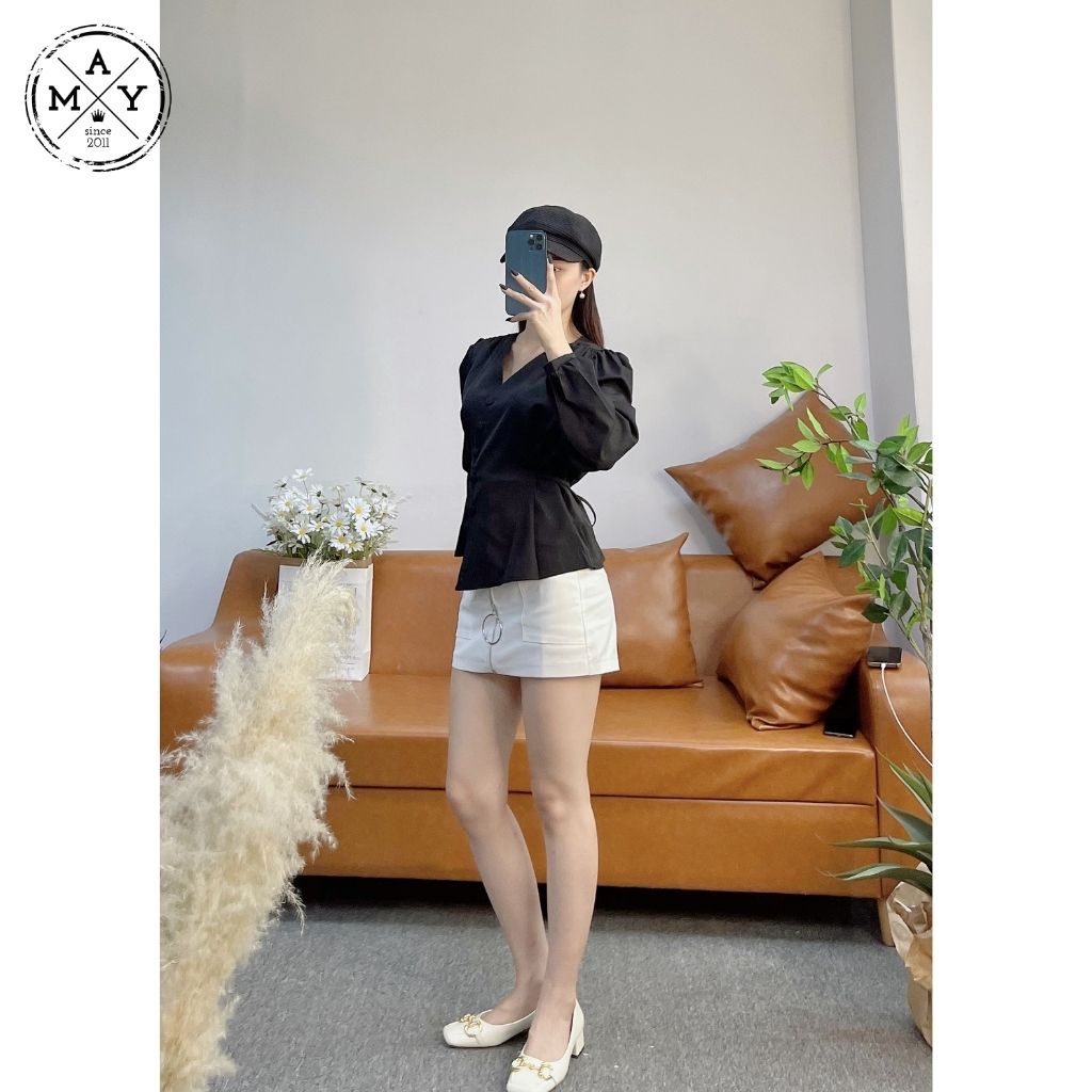 Áo Sơ Mi Cúc Lệch MAY.SINCE2011 Thiết Kế Dáng Suông Vạt Áo Lệch Xinh Xắn Chất Lụa Mềm Mại Thoáng Mát MAN05-0495