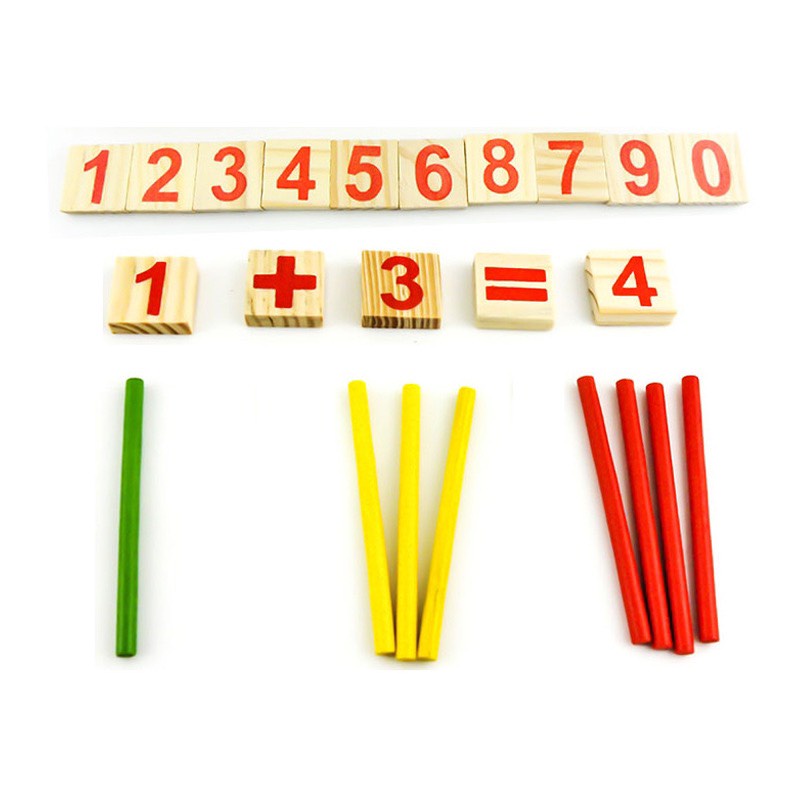 Bộ que tính và các chữ số, phép tính học toán thông minh cho bé bằng gỗ - Đồ chơi toán học cho trẻ