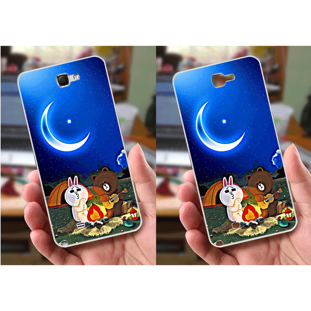 Ốp lưng Samsung Note 2 (dẻo viền trắng trong) - Hình Gấu Thỏ Cực Kỳ Dễ Thương