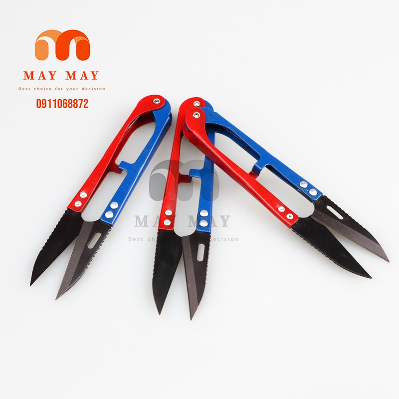 Kéo bấm chỉ răng cưa xanh đỏ YJL 198 lưỡi thép xịn