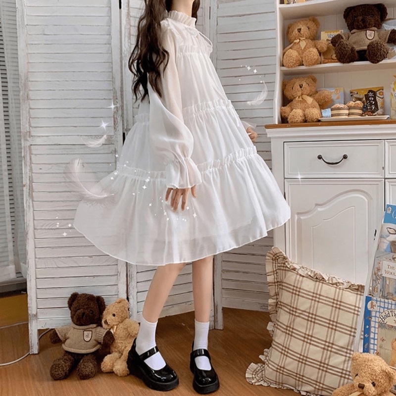 Váy babydoll công chúa trắng xếp tầng / mina’s house