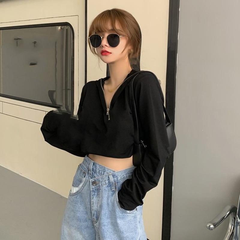 Áo hoodie lửng màu sắc thời trang