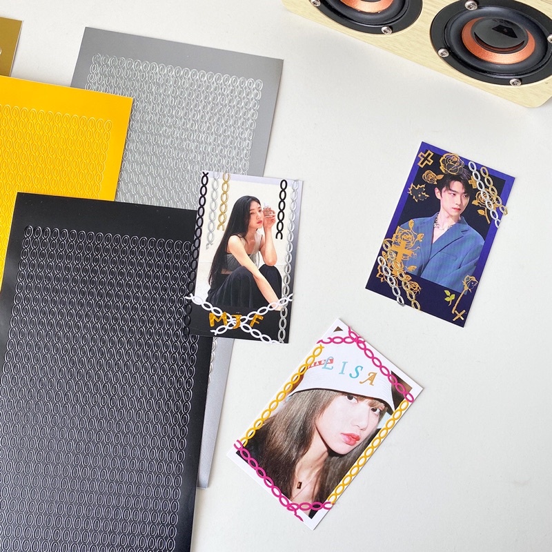 Sticker dải xích_ hình dán trang trí top, card