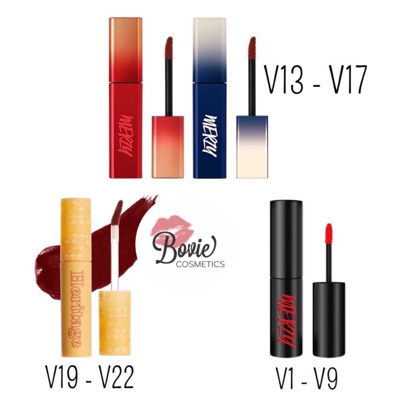 ( Sẵn - Version 3 ) Son kem Merzy Velvet Tint Ver 3 Vỏ Đỏ / Vỏ Xanh/ Vỏ Vàng V13 - V22 | Heritage | Thế Giới Skin Care