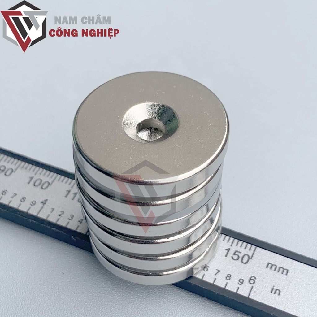 Nam châm tròn 30x5mm lỗ 5mm nam châm đất hiếm giá rẻ siêu mạnh