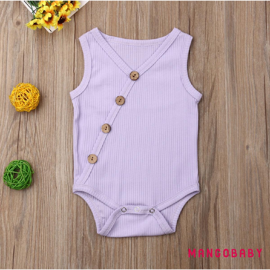 Bộ Áo Liền Quần Cotton Màu Sắc Trơn Thời Trang Mùa Hè Cho Bé Sơ Sinh