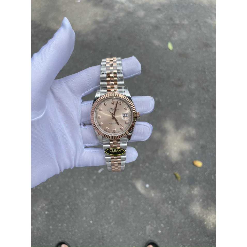 Đồng Hồ Rolex Date Just Vàng Hồng Cọc Số Đính Đá c Siêu Cấp- Máy Cơ Automatic Thụy Sĩ - Size 36mm,42mm - Bảo Hành 5 Năm