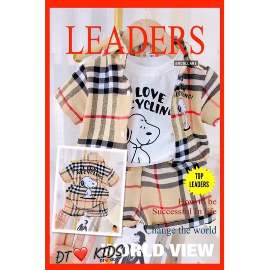 Bộ cộc tay 3 chi tiết gồm áo phông và áo khoác ngoài cho bé trai