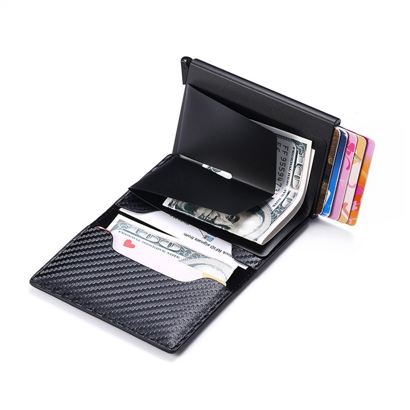 Ví Đựng Thẻ Bằng Kim Loại Sợi Carbon Chống Từ Tính / Có Thể Tùy Chỉnh LOGO RFID Cho Nam / Nữ