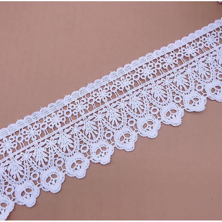 Tấm Vải Ren Lụa Thêu Rỗng Màu Trắng Và Đen 7.5cm