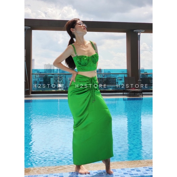 SÉT LỤA ÁO 2 DÂY + CHÂN VÁY - QA01550
