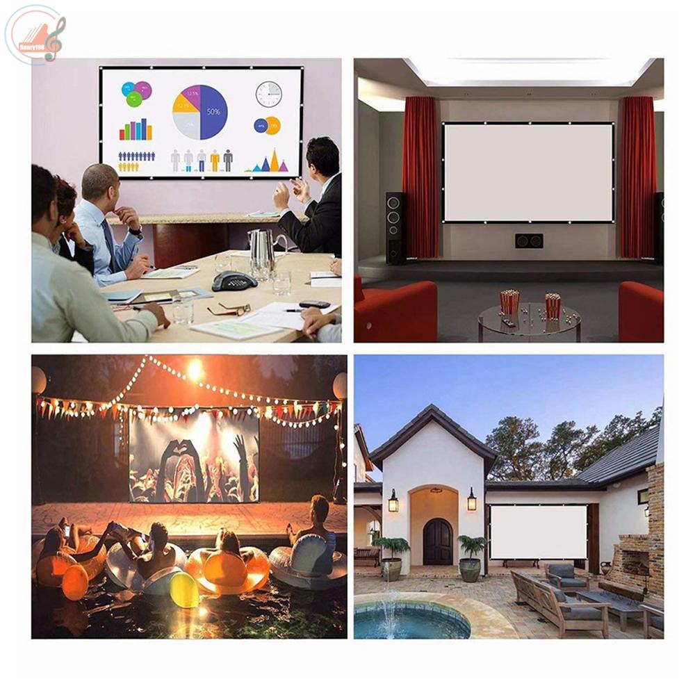 Aibecy Projection Screen 16:9 HD 4K Movie Screen Curtain Foldable Portable Anti-Crease Projector Screen with Stick Hooks for Indoor Outdoor Home Theater Office Presentation Support Front & Rear Projection, 84 Inch