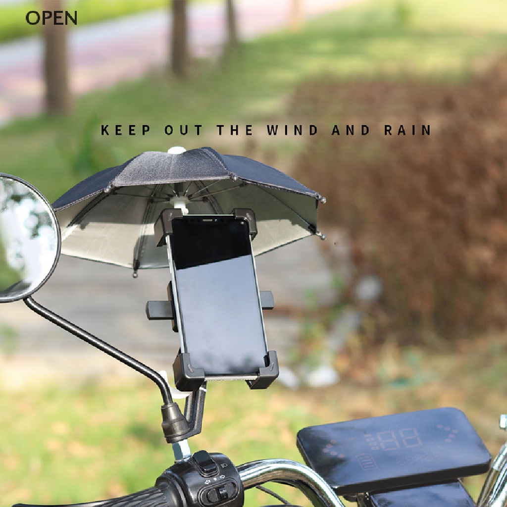 op Bicycle Phone Holder Mini Sunshade Umbrella Polyester Mobile Automatic Umbrella my