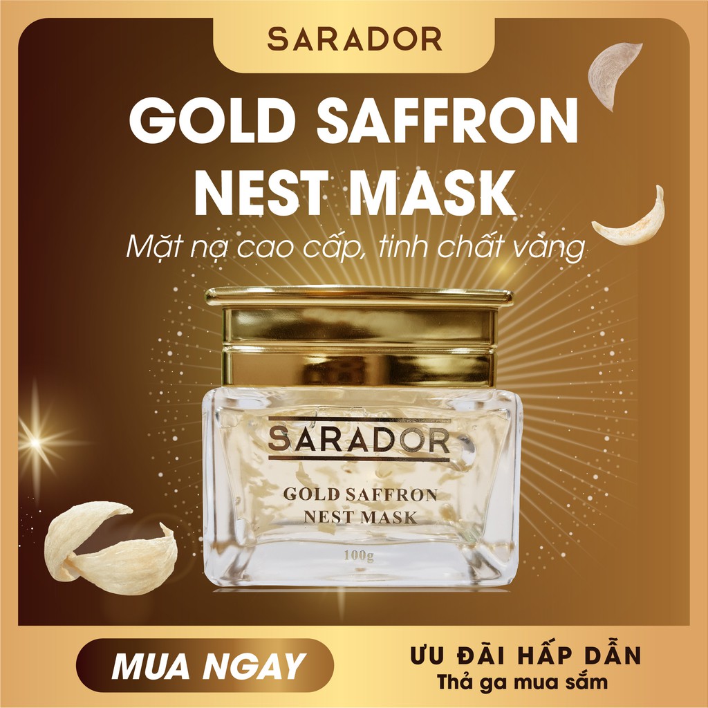 Gold Saffron Nest Mask SARADOR mặt nạ ngủ cao cấp trắng da từ tổ yến, HA, vàng nano có thể thay kem dưỡng ban đêm