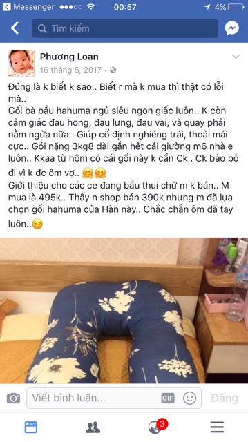 Gối Ôm Bà Bầu Hahuma Được Chọn Màu - Mềm Mịn Mượt Mát