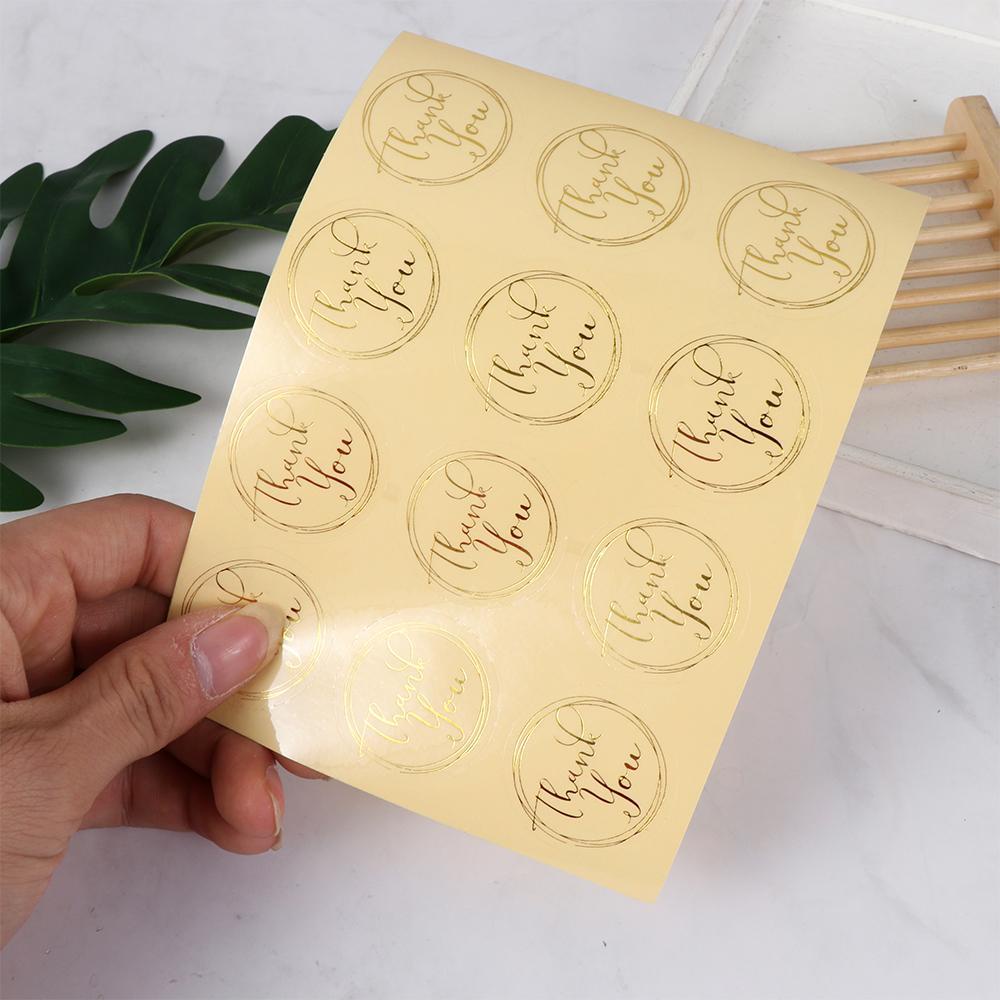 Set 60 / 120 Miếng Dán Tròn Màu Đồng In Chữ Thank You Độc Đáo Trang Trí Túi Bánh