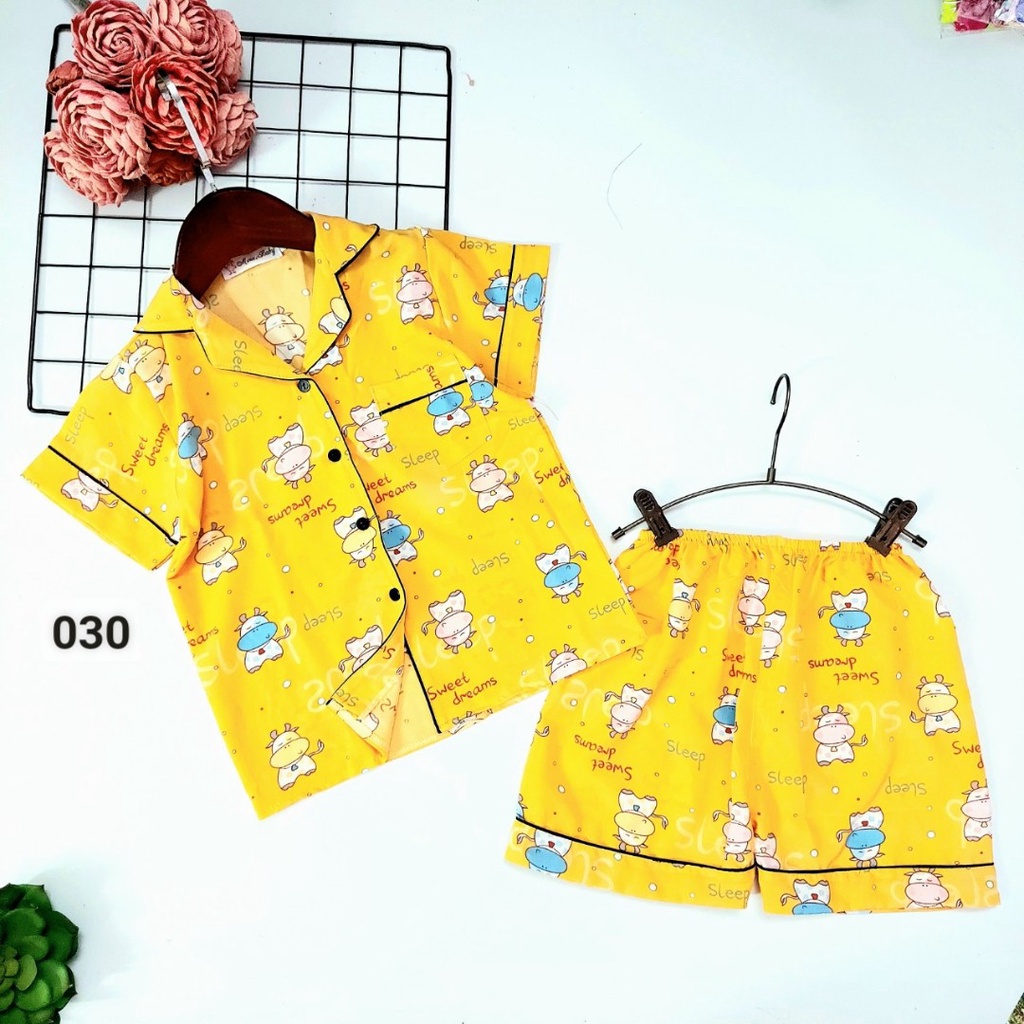 11-45kg Bộ pijama tay ngắn bé gái lụa Hàn cao cấp 030