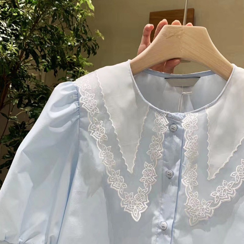 Miếng Vải Voan Cổ Tròn Thêu Hoa Dùng Trang Trí Cổ Áo Diy | BigBuy360 - bigbuy360.vn