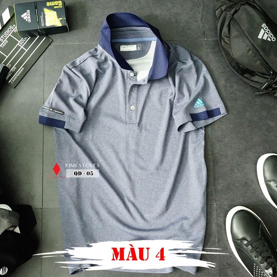 Áo thun nam cộc tay có cổ áo polo thể thao golf, tennis Adidas Porshe Design Sport vải jersey co giãn mát nam tính