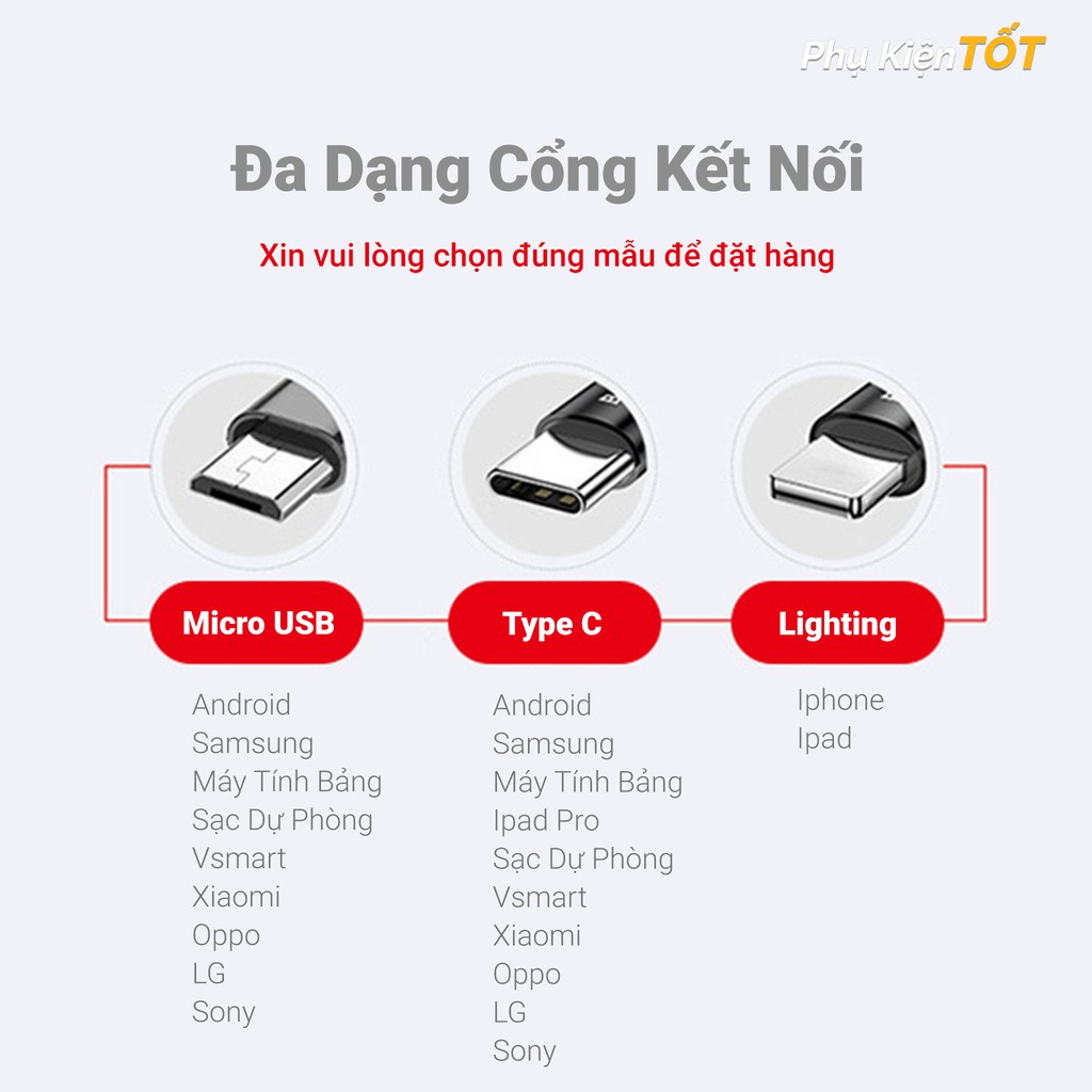 Cáp Sạc Nam Châm Từ Tính Bọc Vải Dù Chống Rối Type C , Mirco USB, Lightning Phù Hợp Với Mọi Dòng