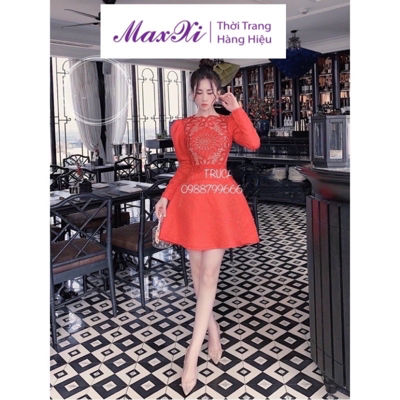 Đầm Nữ Phối Ren - Váy Xoè Dự Tiệc Cho Nữ Tay Dài