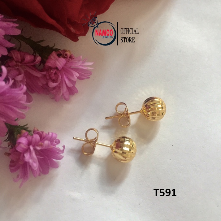 Bông Tai Nữ Mạ Vàng 24k T591, Hoa Tai Bi Nút Bướm Cực Dễ Đeo, Chất Liệu Hợp Kim Không Rỉ Bền Màu Cho Nữ