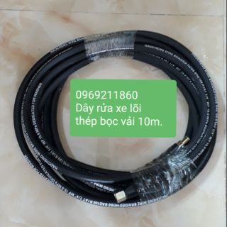 DÂY RỬA XE LÕI THÉP BỌC VẢI DÀI 10M  ÁP LỰC CAO CHO MÁY RỬA XE ĐẦU DỜI.