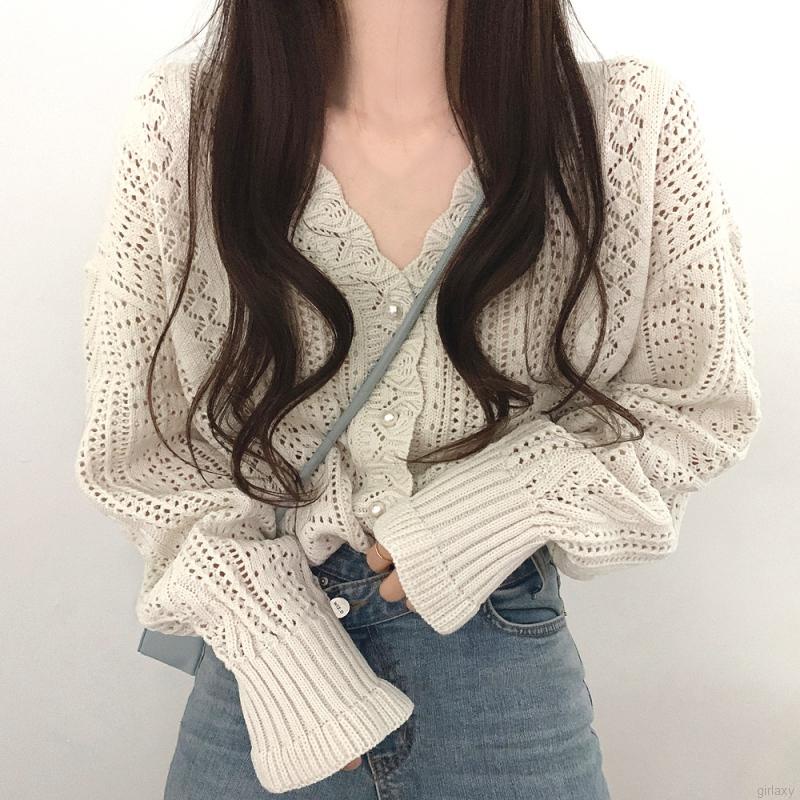 Áo khoác cardigan tay dài cổ chữ V màu sắc đơn giản thời trang dành cho nữ
