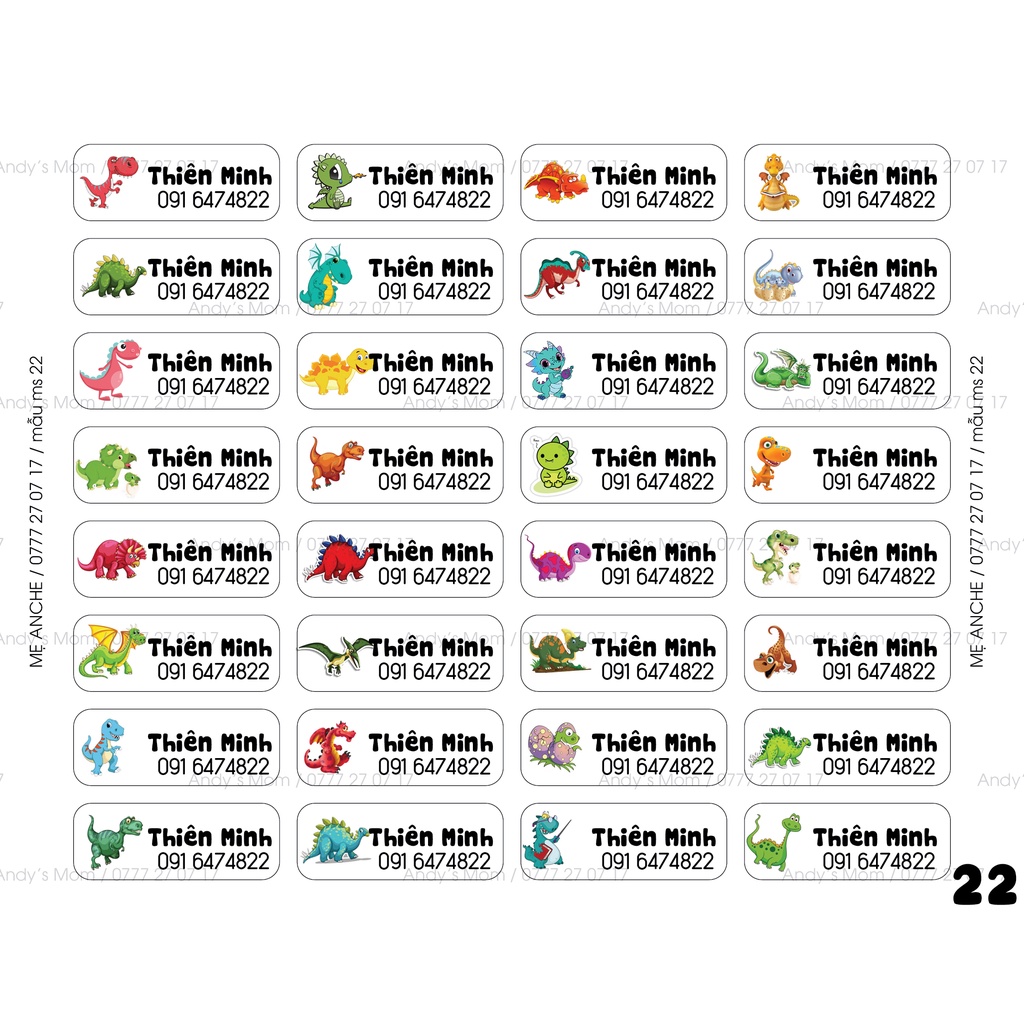 128 Sticker Miếng Dán Tem Decal Giấy Tên Bé in theo yêu cầu. Chat ngay với shop xác nhận tên + mẫu