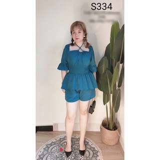 [Shop bigsize nữ 50kg-90kg] Set peplum áo yếm + quần đùi
