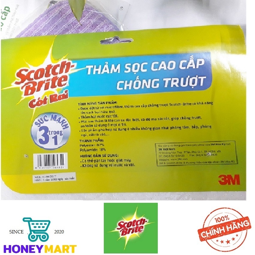 Thảm chống trượt Microfiber Scotch Brite 3M cao cấp mới cm HONEYMART