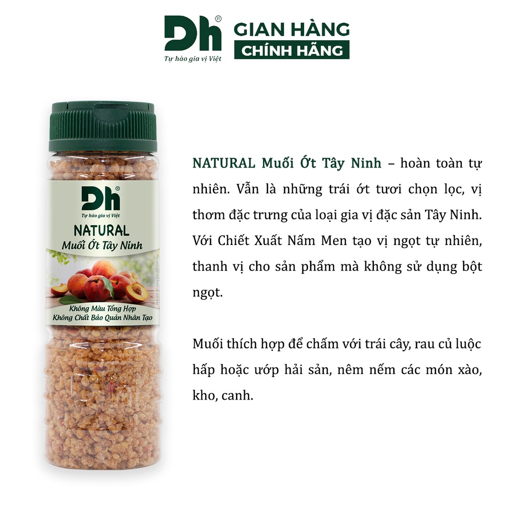 Muối ớt Tây Ninh Natural DH Foods gia vị chấm hoa quả chế biến thực phẩm loại 1 thơm ngon 110gr - DHMTN84