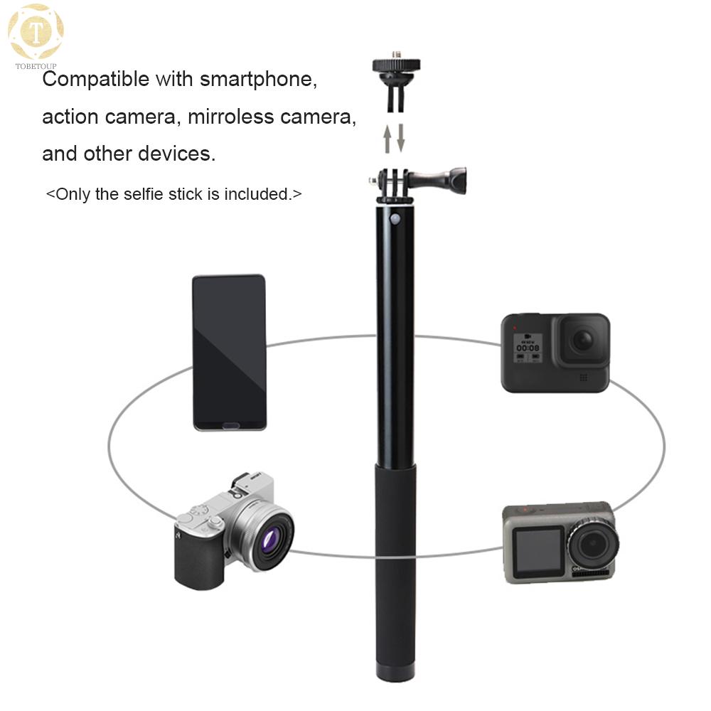 Shipped within 12 hours】 Sports Camera Selfie Stick Vlog Bracket Aluminum Alloy Max.150cm Extendable Length with 1/4 Inch Screw for Action Cameras Digital Cameras Smartphones Selfie Stick [TO]