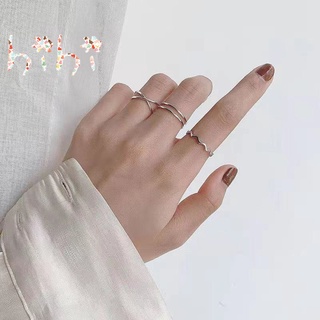 Nhẫn hợp kim dạng hở thiết kế bắt chéo gợn sóng nước ngang phong cách Hàn Quốc thời trang đơn giản cho nữ