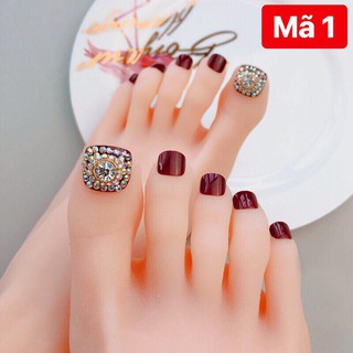 Móng chân giả đính đá [Kèm: Keo+dũa móng+khăn vệ sinh móng]