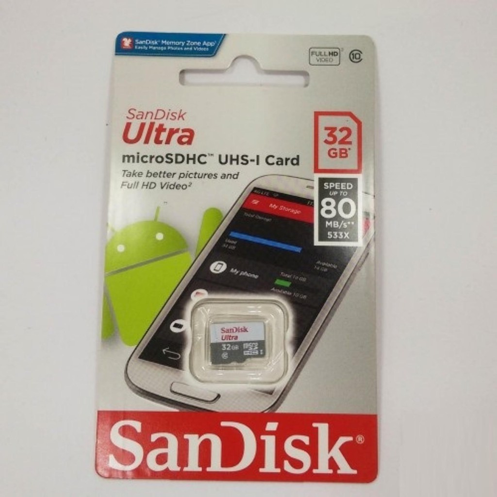 Thẻ nhớ MicroSDHC SanDisk Ultra 533X 32GB 80MB/s (Xám)