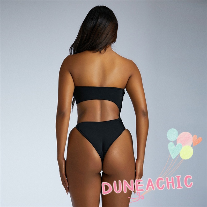 DUNEA Bộ Áo Liền Quần Không Tay Dáng Ôm Phối Lưới Quyến Rũ Cho Nữ