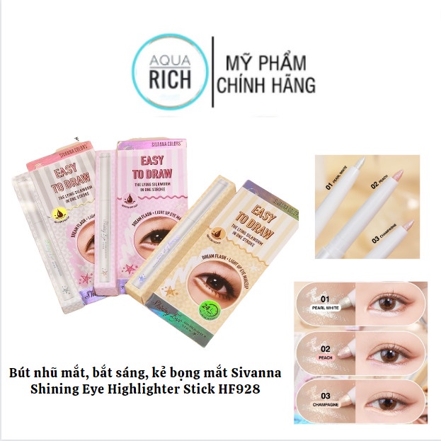 Bút nhũ mắt, bắt sáng, kẻ bọng mắt Sivanna Shining Eye Highlighter Stick HF928 Thái Lan