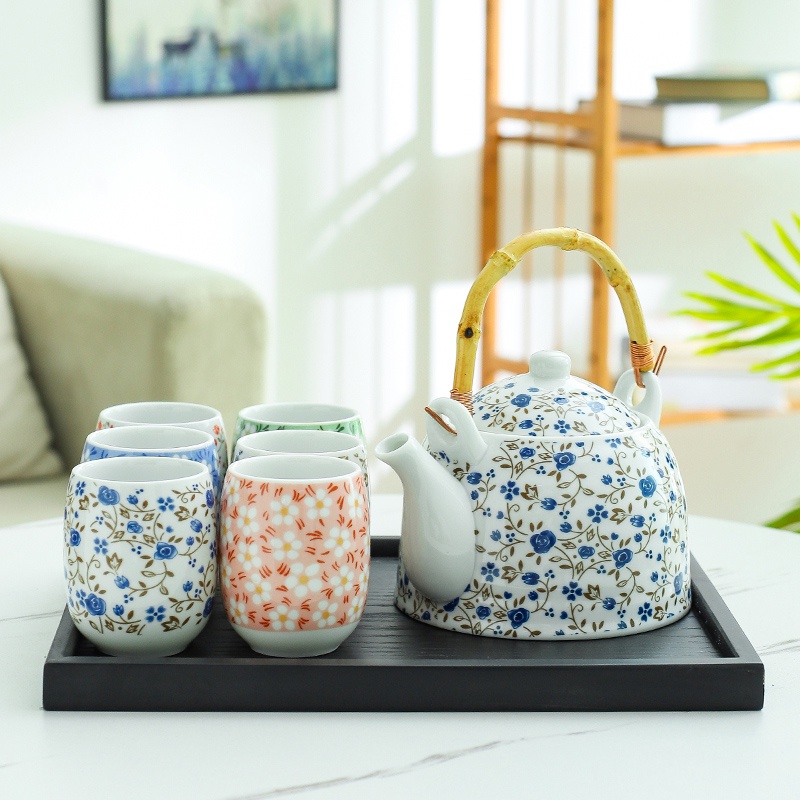 COMBO BỘ ẤM CHÉN GỐM SỨ HOA VĂN HOẠ TIẾT HOA NHÍ NHIỀU MÀU ĐẸP